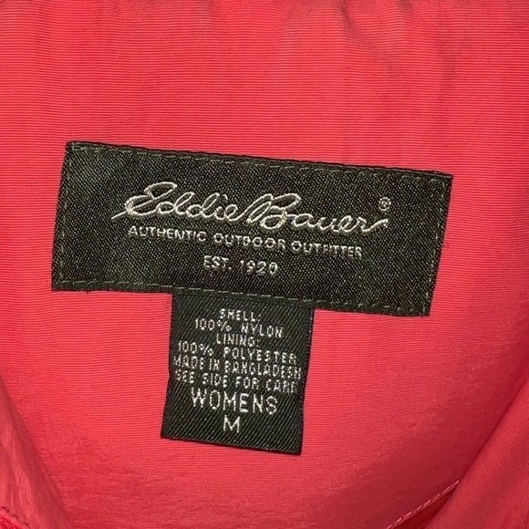 Eddie Bauer Pink & Red Zip-Up Jacket Rain Coat With Buttons - Picture 3 of 5